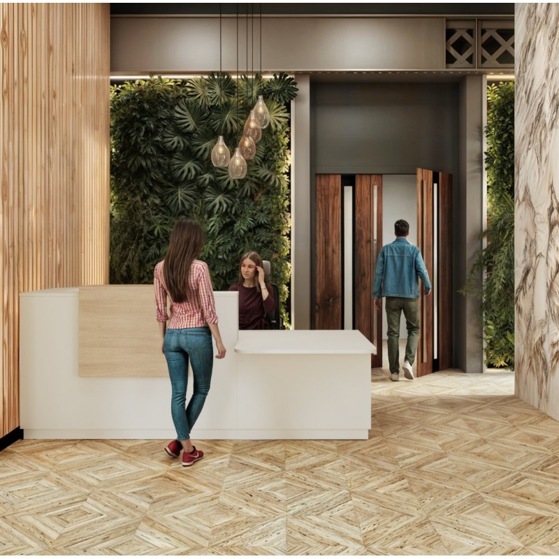 Pack Banque d'accueil PMR Duomo avec chaise et caisson | BIKKOM