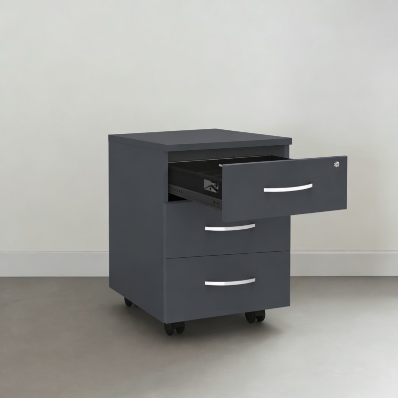 Caisson à tiroirs et à roulettes pour bureau Omega en bois - Bikkom