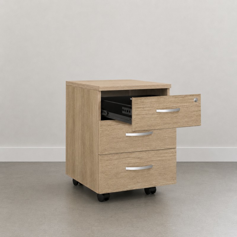 Caisson à tiroirs et à roulettes pour bureau Omega en bois - Bikkom