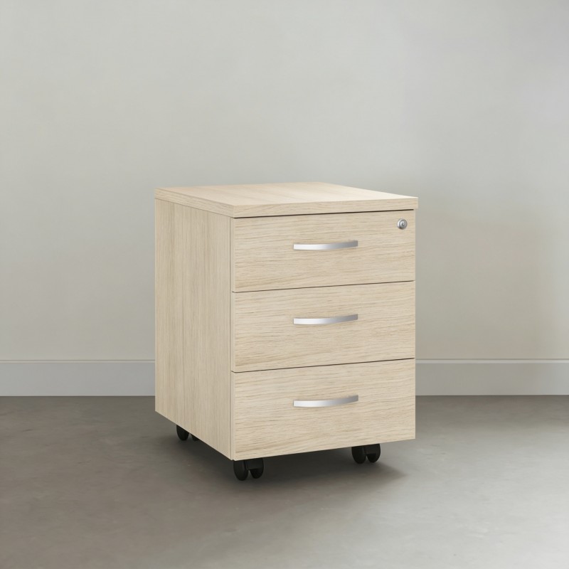 Caisson à tiroirs et à roulettes pour bureau Omega en bois - Bikkom