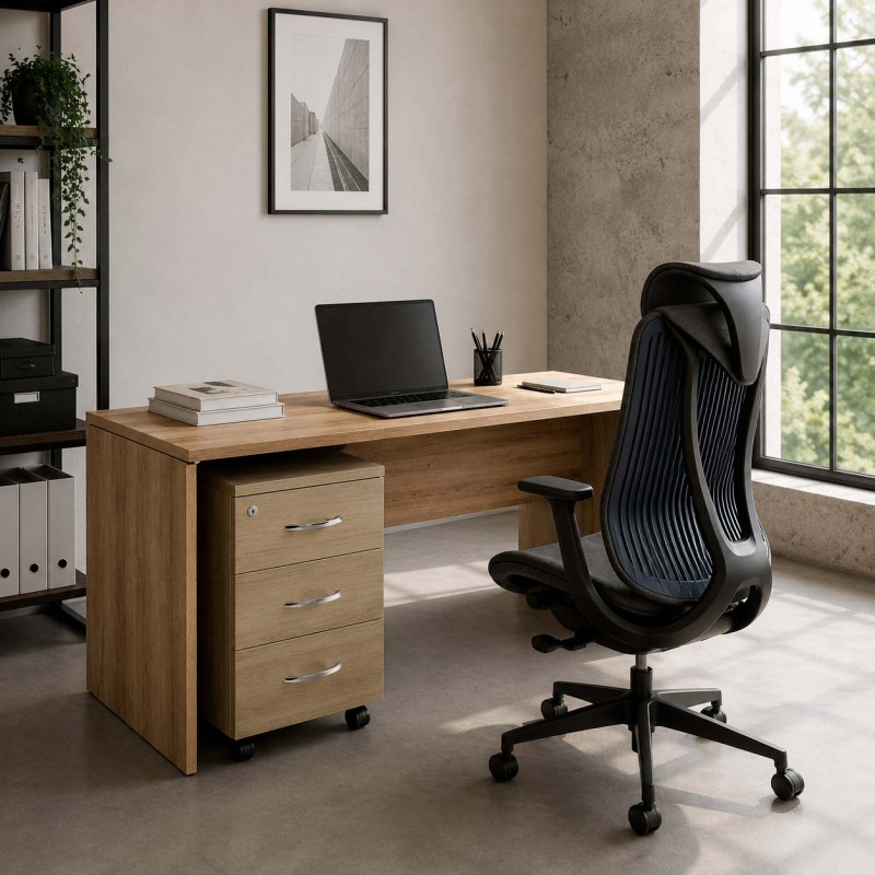 Bureau avec caisson Omega chêne