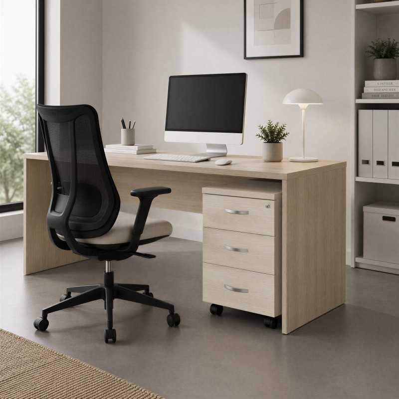 Bureau avec caisson Omega châtaignier