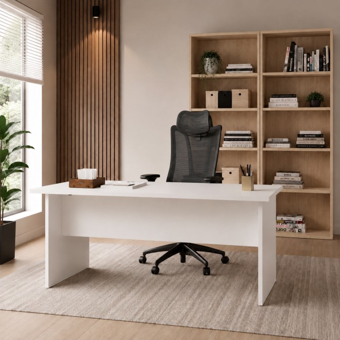 Bureau avec bureau de direction Alfa blanc