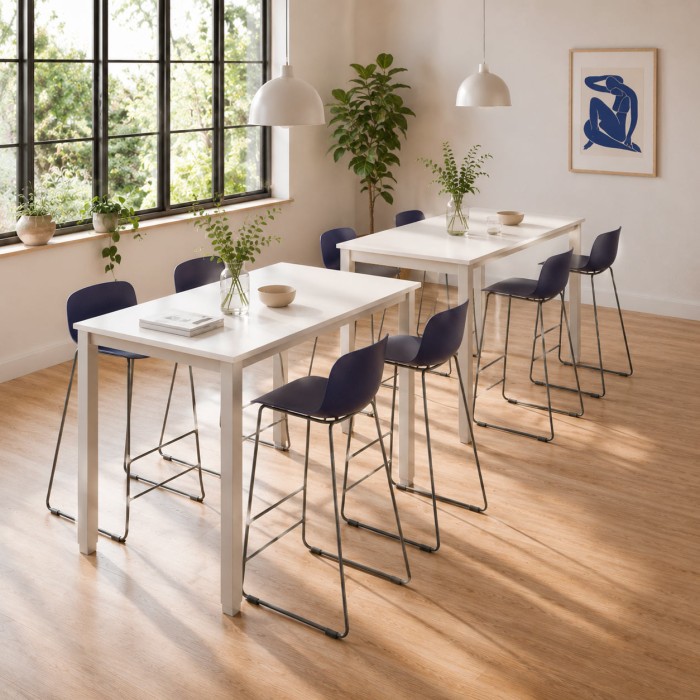 Espace repas avec table haute Modus blanche