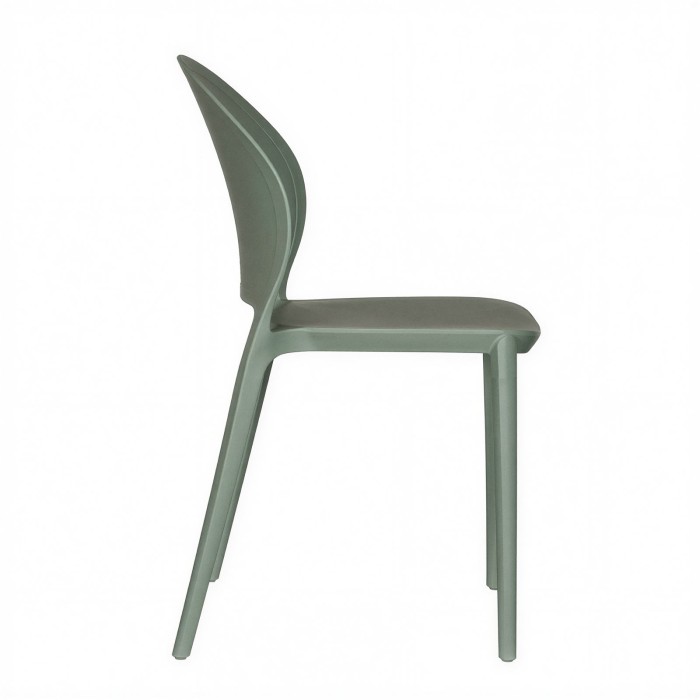 Chaise empilable Vera verte, vue de profil
