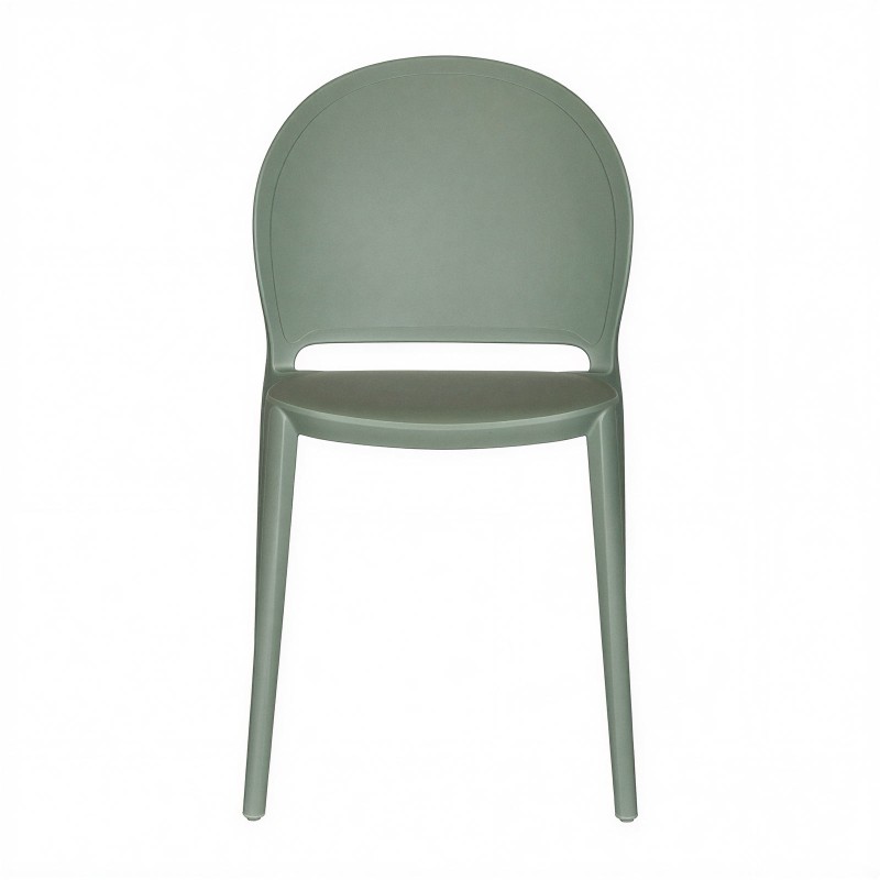 Chaise empilable Vera verte, vue de face