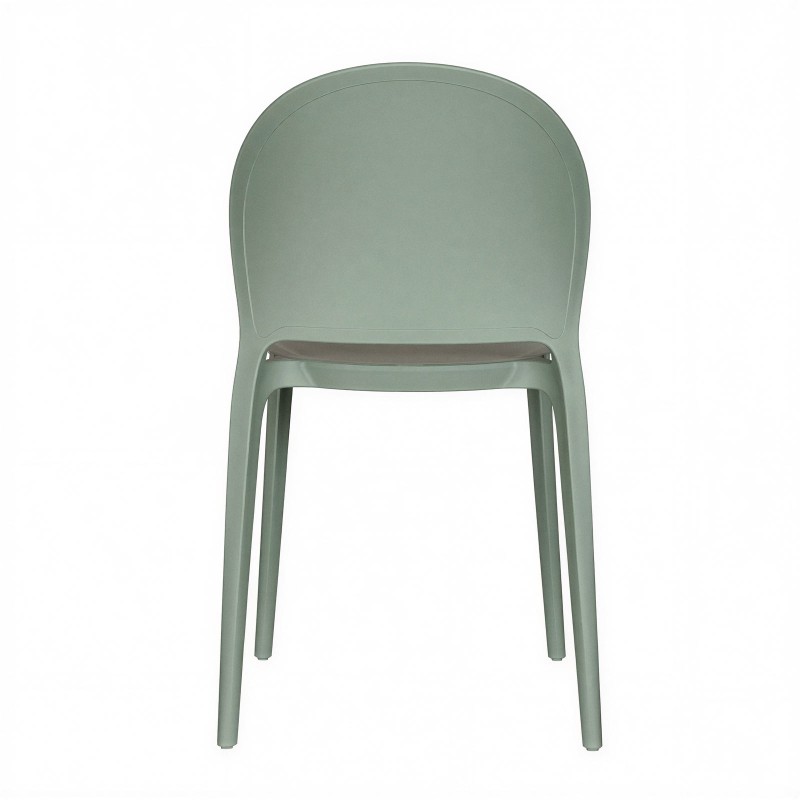 Chaise empilable Vera verte, vue de dos