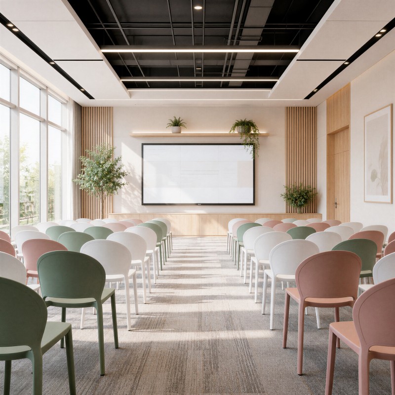 Chaises Vera dans une salle de séminaire