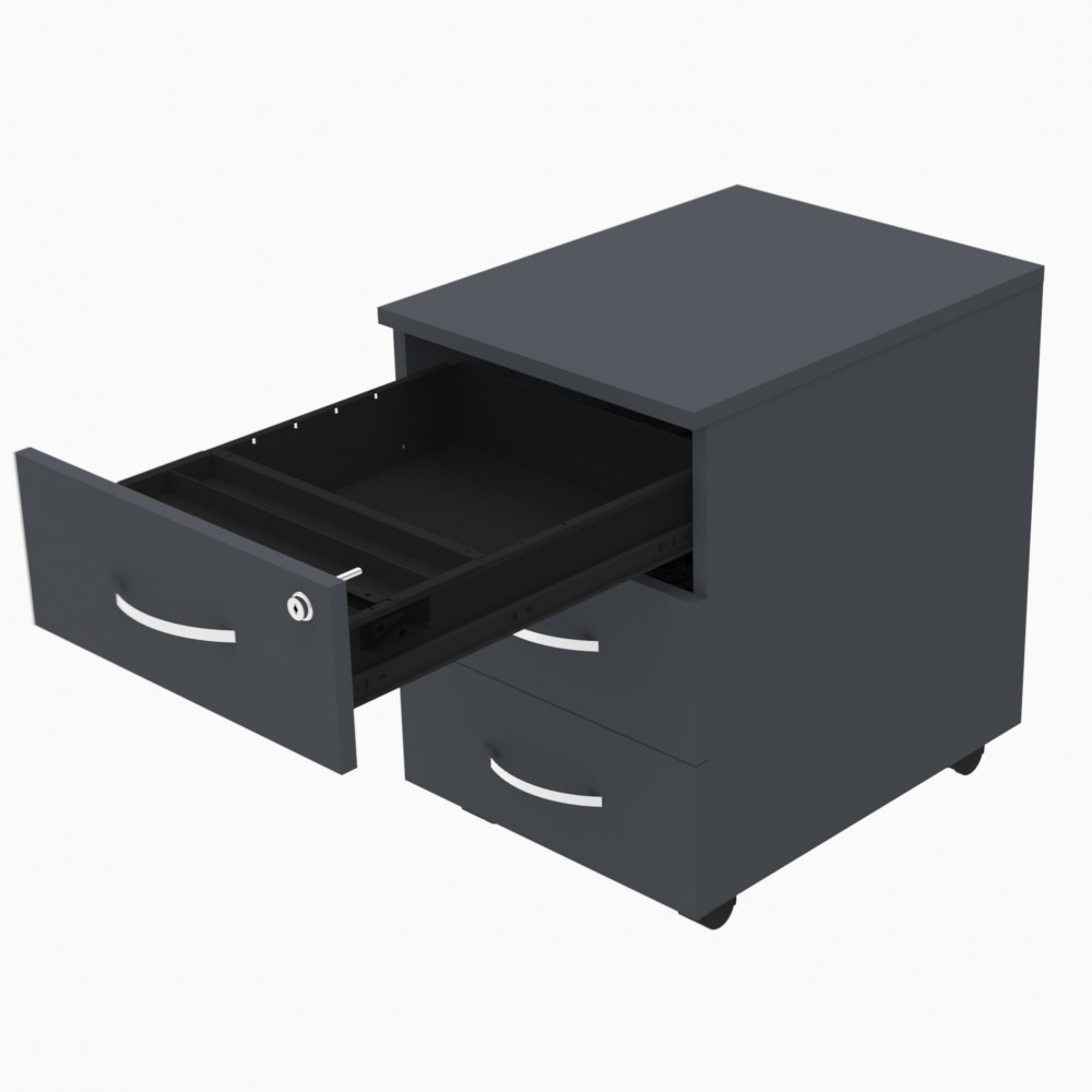 Caisson à tiroirs et à roulettes pour bureau Omega en bois - Bikkom