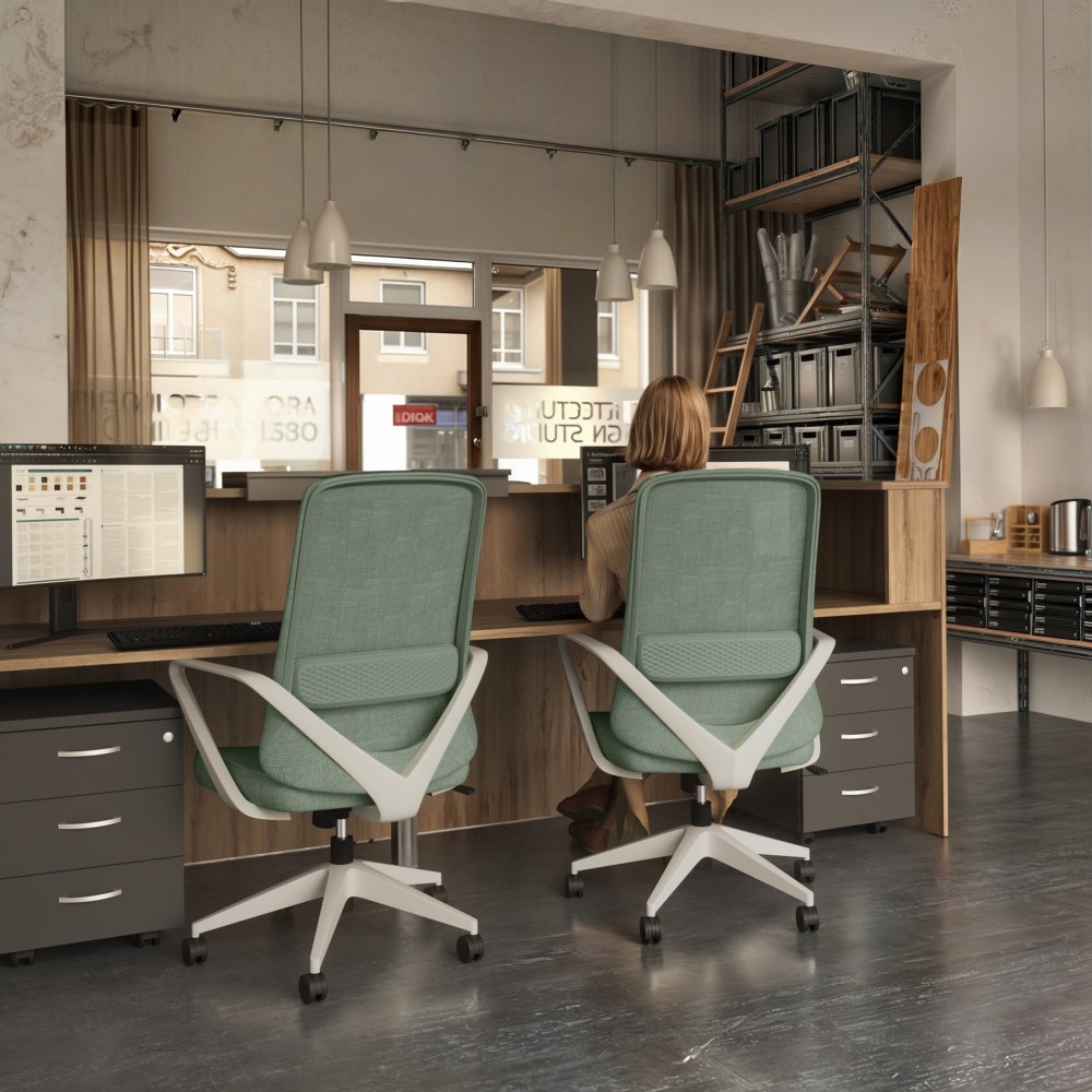 Banque d'accuel Sotto avec chaises et caissons