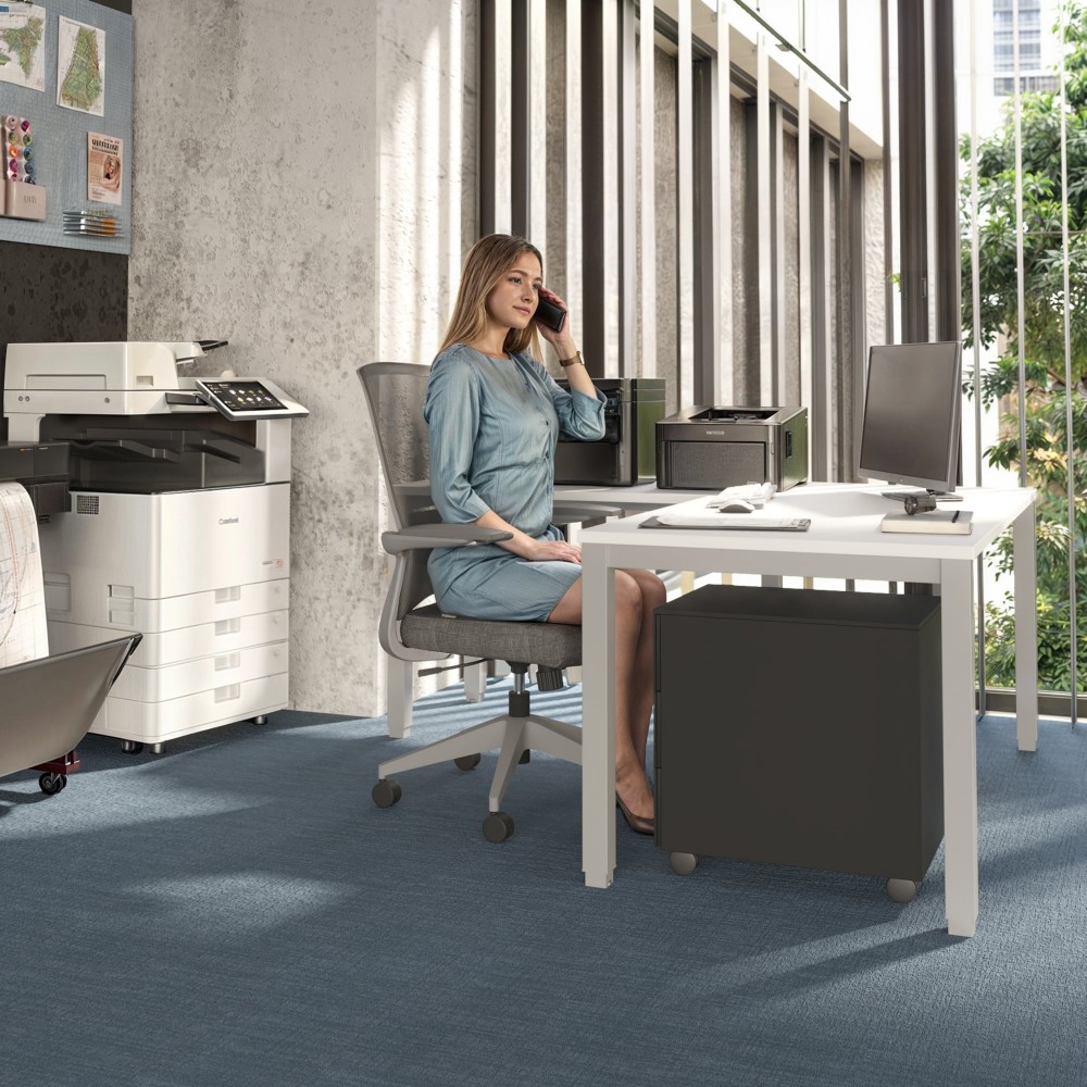 Bureau d'angle Modus avec chaise et caisson