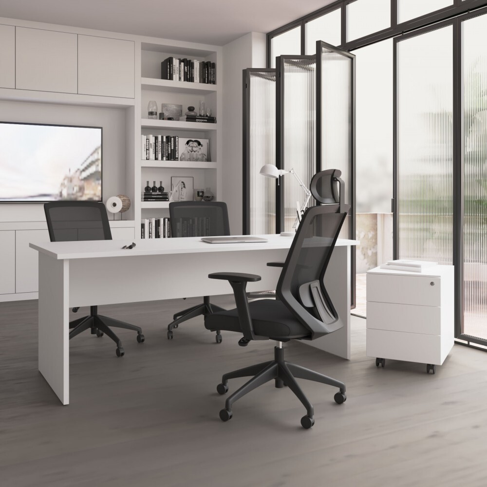 Bureau Alfa individuel avec chaise et caisson