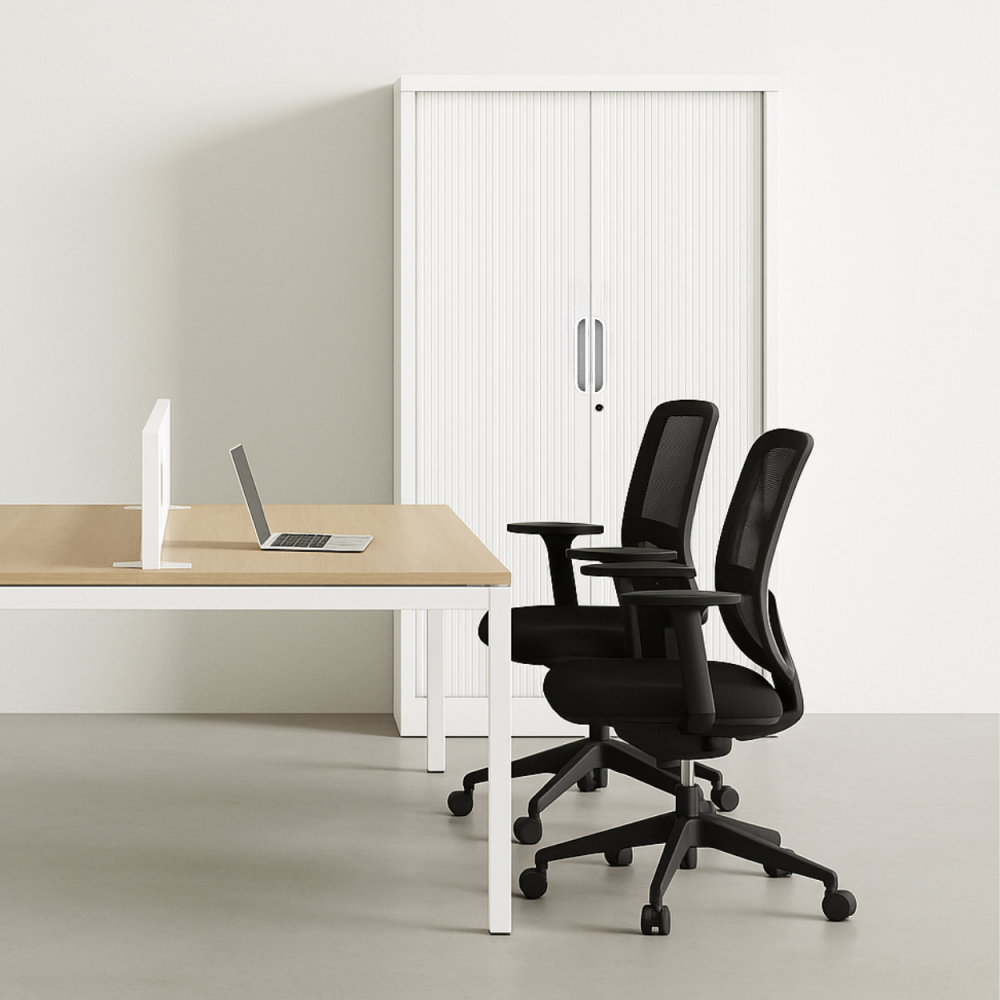 Armoire à rideaux Helios blanche