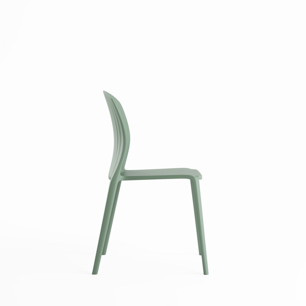 Vue latérale de la chaise Lina verte