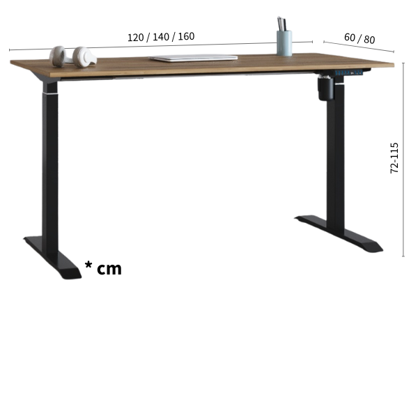 Dimensions bureau assis-debout Elevia