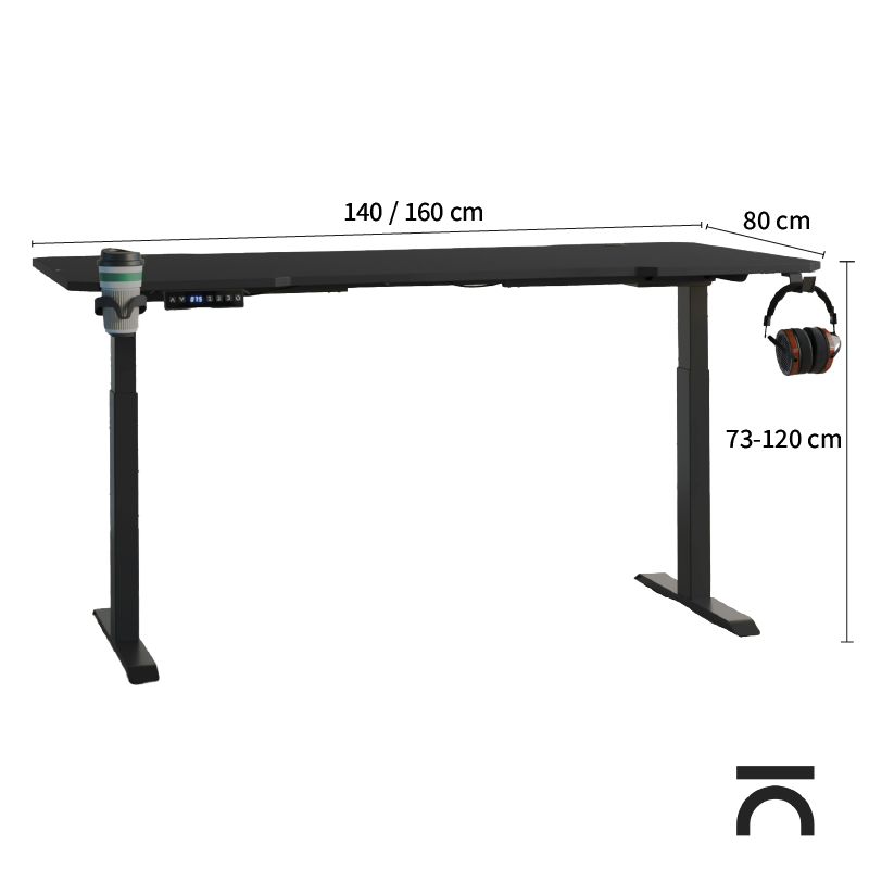 Dimensions table gaming réglable en hauteur Nexa Pulse