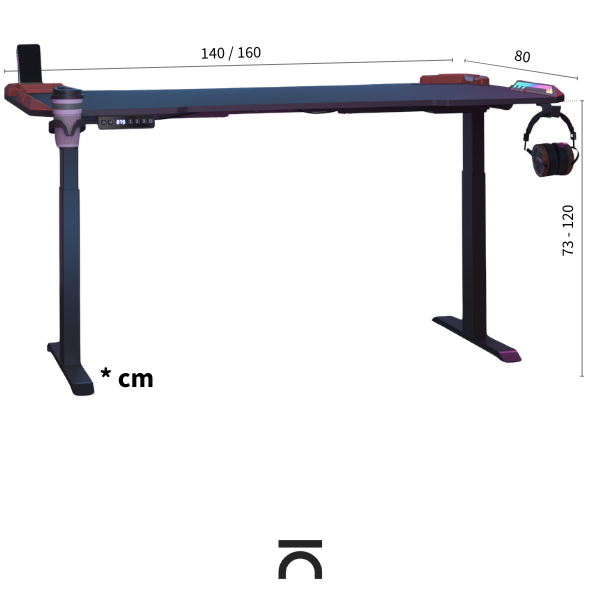 Bureau réglable gaming moderne