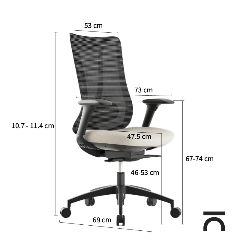 Dimensions chaise ergonomique Sara