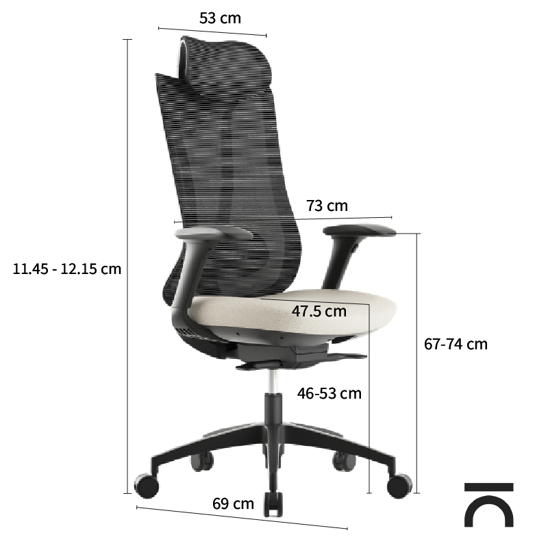 Dimensions chaise ergonomique Sara