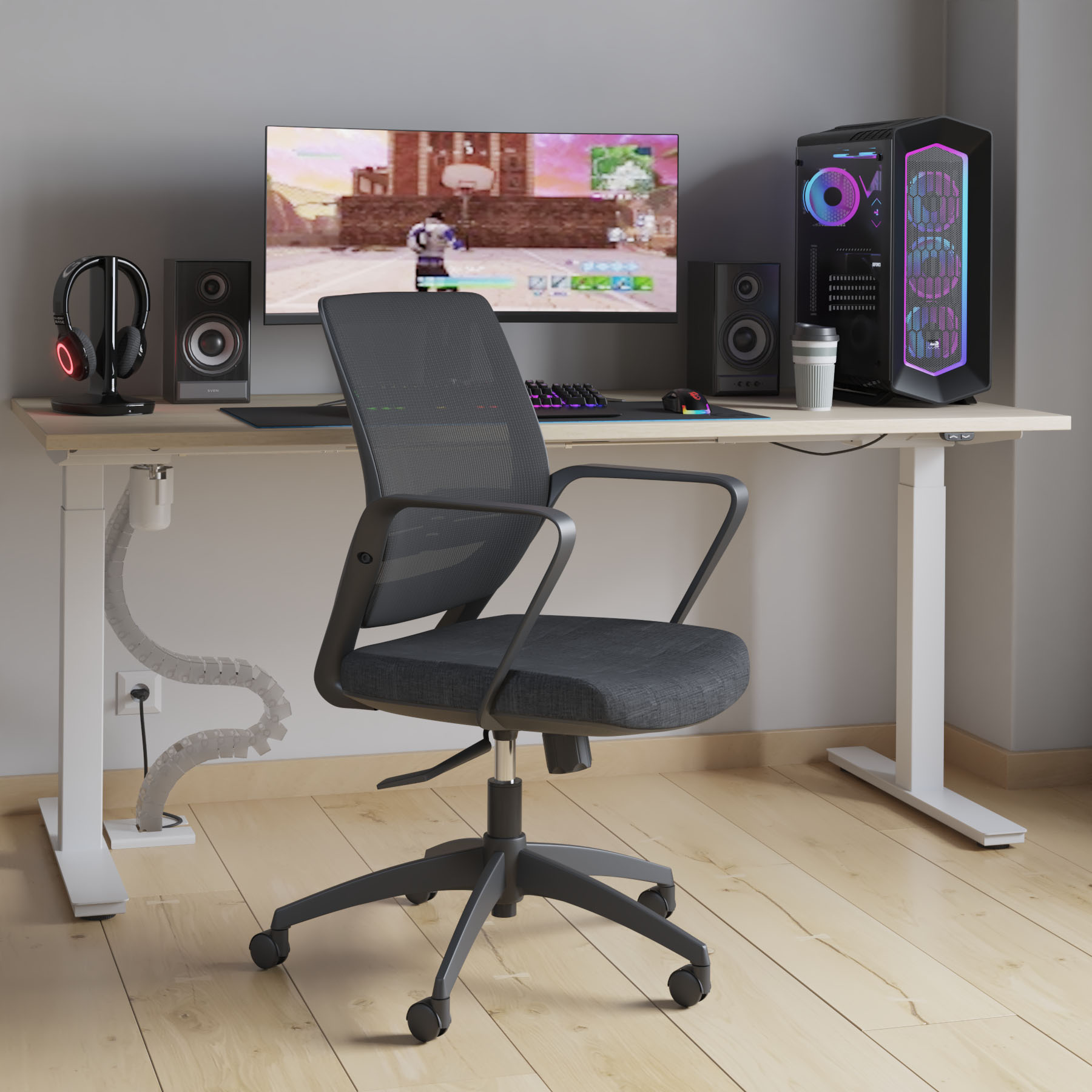 Chaise de bureau ergonomique, chaise d'ordinateur en cuir, chaise de  travail confortable, chaise de travail inclinable, chaise d'étude, chaise  de bureau (couleur : blanc cassé, taille : pieds en acier) : 